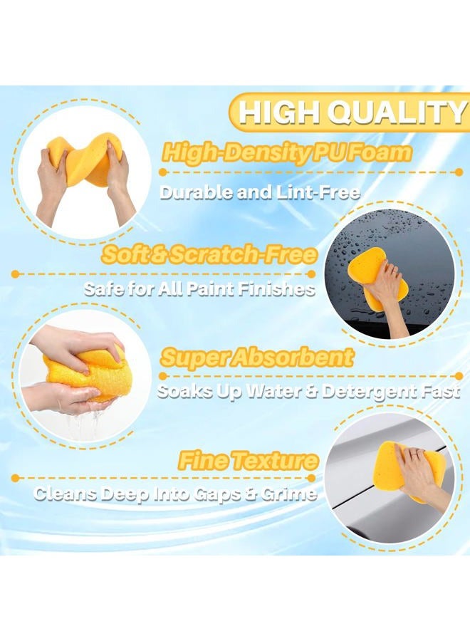 Rainflow 4PCS Large Car Wash Sponge – Sponges for Cleaning Extra Thick High-Density Pottery Pponges, Scratch-Free, Super Absorbent, Reusable for Auto Detailing, Waxing, and Cleaning - Image 3