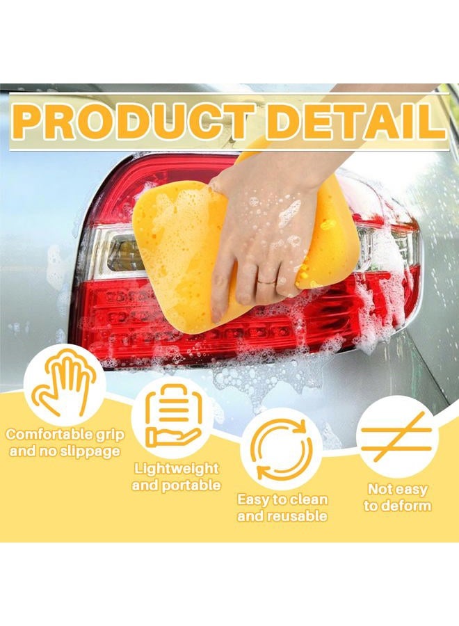 Rainflow 4PCS Large Car Wash Sponge – Sponges for Cleaning Extra Thick High-Density Pottery Pponges, Scratch-Free, Super Absorbent, Reusable for Auto Detailing, Waxing, and Cleaning - Image 4