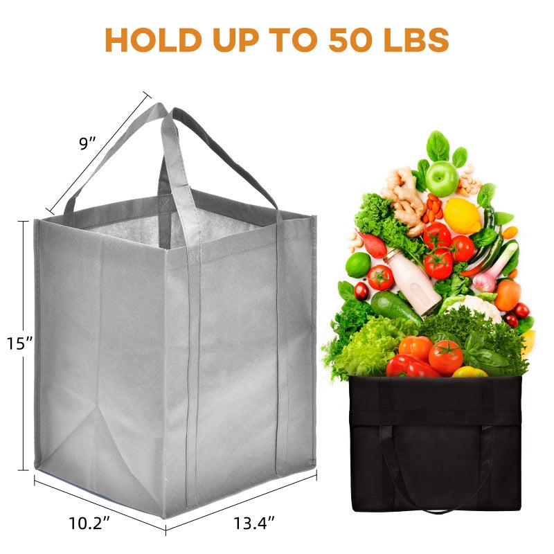 JERIA 24-Pack Reusable Grocery Bagsï¼ŒLarge Washable Foldable Shopping Bagsï¼ŒHeavy Duty Tote Bags with Reinforced Handles - Image 3