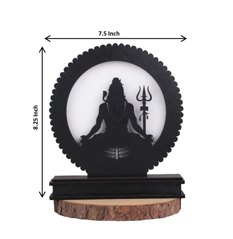 LASER ART Lord Shiva LED Backlit Table Lamp, Spiritual Shiva Silhouette for Meditation, Touch-Activated Ambient LED Backlight, MDF Wood & Acrylic, Natural, 8.25" H x 7.75" W - Image 4