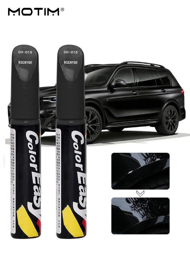 موتيم 2 قطعة لإصلاح خدوش السيارات، قلم إزالة خدوش السيارات السوداء، قلم طلاء لملء خدوش السيارات، مزيل خدوش السيارات العميقة، حل سريع وسهل لإصلاح الخدوش الطفيفة في السيارات، 0.8 أونصة سائلة (أسود) - Image 1