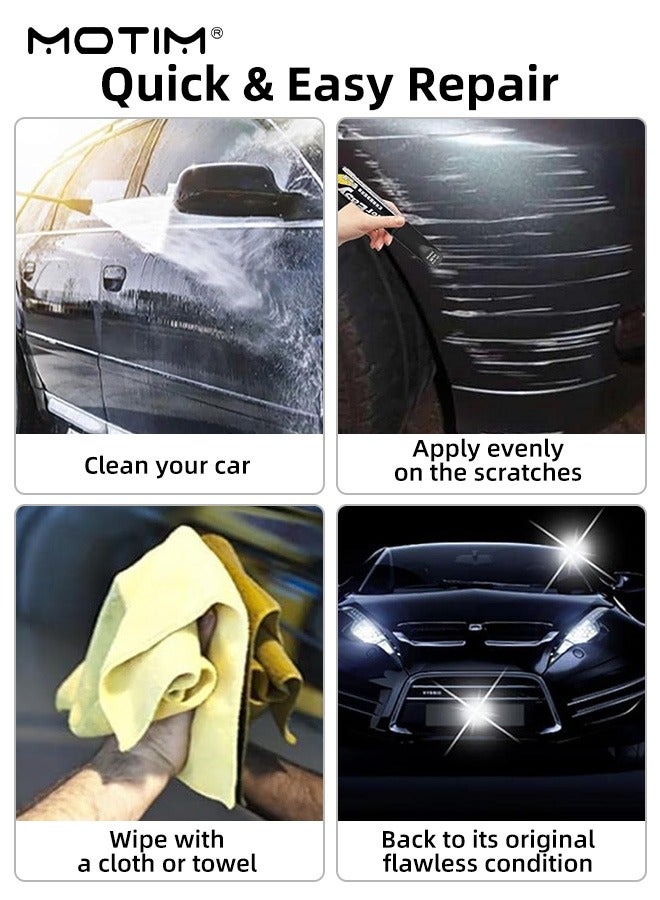 موتيم 2 قطعة لإصلاح خدوش السيارات، قلم إزالة خدوش السيارات السوداء، قلم طلاء لملء خدوش السيارات، مزيل خدوش السيارات العميقة، حل سريع وسهل لإصلاح الخدوش الطفيفة في السيارات، 0.8 أونصة سائلة (أسود) - Image 5