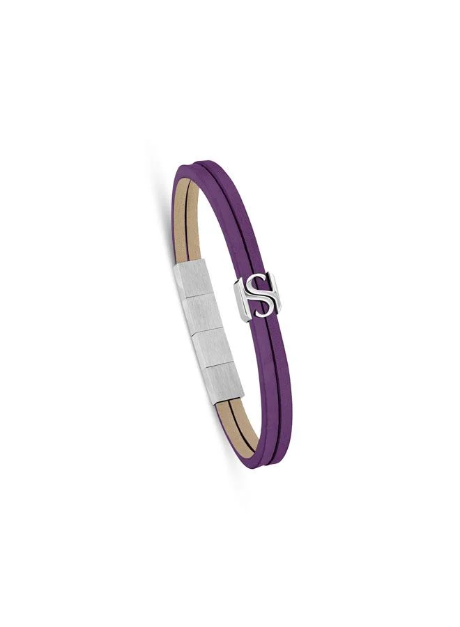 Saint Honore Paris Logo Flat Leather Bracelet for Men