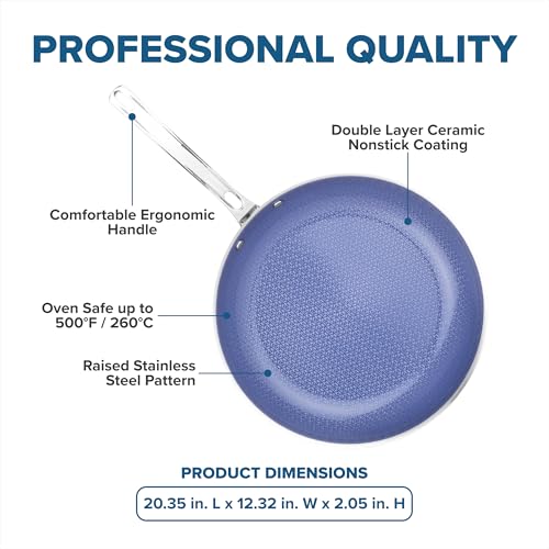 Viking Hybrid Plus 3-Ply Ceramic Nonstick Frying Pan, Made without PFAS, 12-Inch Induction Cookware, Metal Utensil Safe, Oven Safe to 500F - Image 5