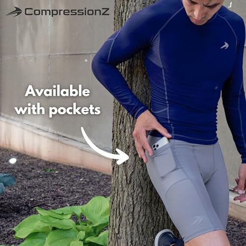 CompressionZ Compression Shorts Men Performance Baselayer| Athletic, Running, Biking All Sports Men's Underwear for Workout Navy Large - Image 5