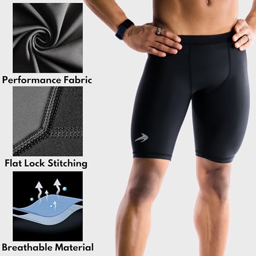 CompressionZ Compression Shorts Men Performance Baselayer| Athletic, Running, Biking All Sports Men's Underwear for Workout Navy Large - Image 4