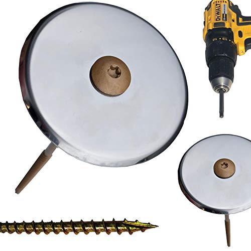Keyfit Tools FlatMark Stainless Steel Low Profile Property Markers 4 Pack Screw in Flat Boundary Stakes Survey Pins Land Markers 3 Inch Wide Plague x 10 Inch Long Anchor for Property Corners Or Lines - Image 2