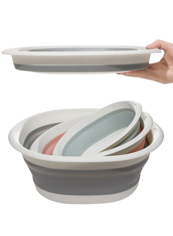 Collapsible Washbasin Set of 3, Wash Bucket, Foldable Kitchen Sink Tub, Collapsible Dish Tub, Portable Basin for Camping, Travel and RV Sinks, Foot Tub, Multipurpose Laundry Wash Basin, Grey, Pink and Blue (L, M, S) - Image 1