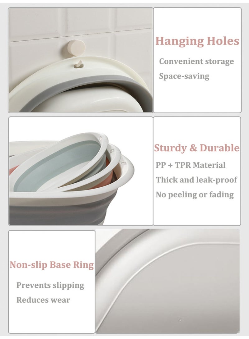 Collapsible Washbasin Set of 3, Wash Bucket, Foldable Kitchen Sink Tub, Collapsible Dish Tub, Portable Basin for Camping, Travel and RV Sinks, Foot Tub, Multipurpose Laundry Wash Basin, Grey, Pink and Blue (L, M, S) - Image 3