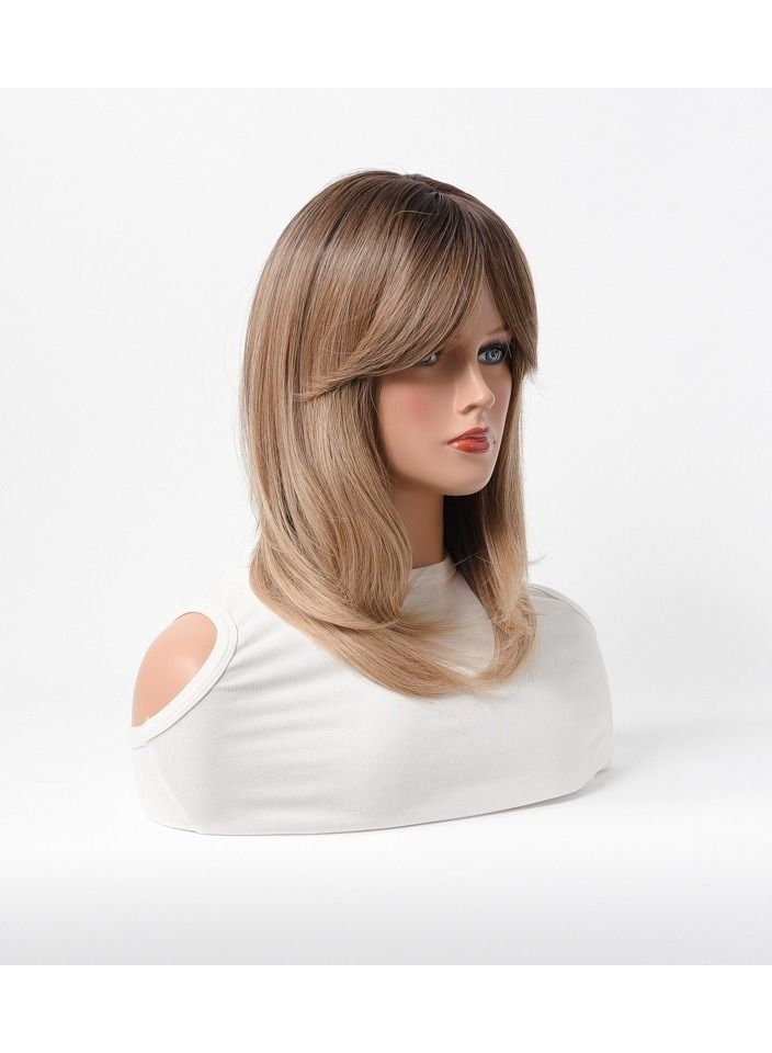 إستيل شعر مستعار كامل للباروكة الاصطناعية مقاومة للحرارة شعر مستعار طبيعي طويل مستقيم مع الانفجارات سيدة الألياف باروكة أنيقة شقراء سوداء - Image 2