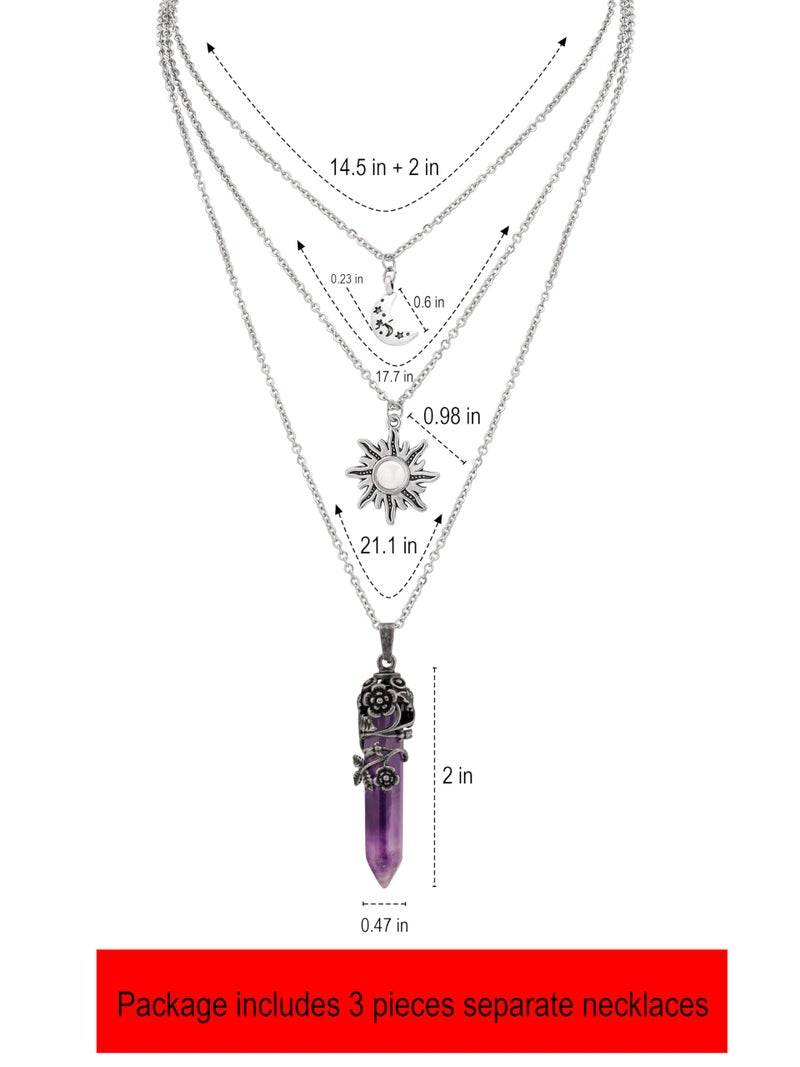 Sacina Gothic Purple Crescent Moon Crystal Choker, Moon Sun Star Choker Necklace, Goth Gothic Necklace, Halloween Christmas Jewelry Gift for Women - Image 5