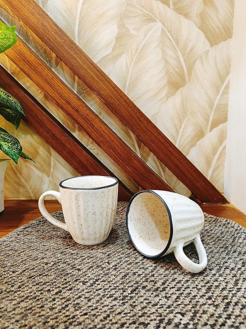 Caffeine Ceramic Handmade White Matte Tea Cup Set of 4 Microwave Dishwasher Safe - Image 3