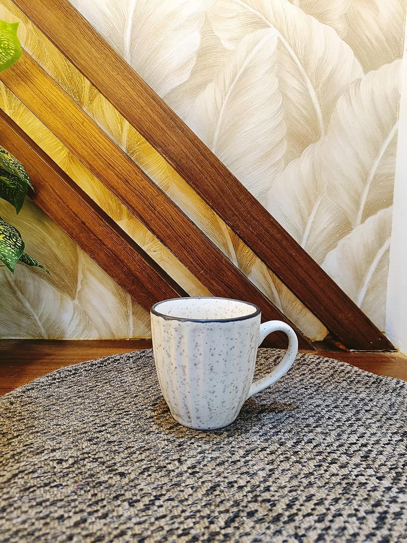 Caffeine Ceramic Handmade White Matte Tea Cup Set of 4 Microwave Dishwasher Safe - Image 4