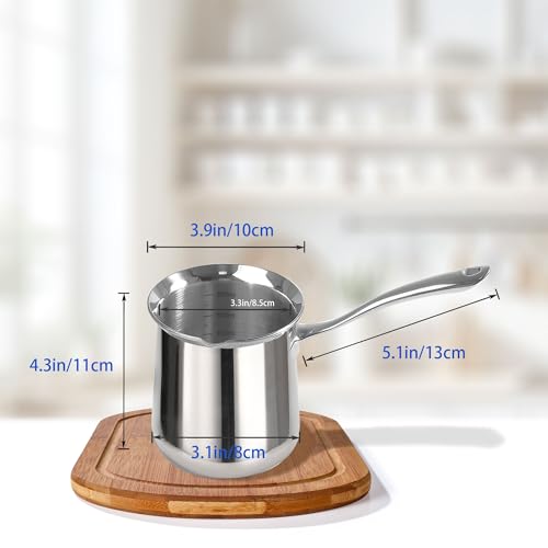 IMEEA Turkish Coffee Maker, SUS304 Stainless Steel Briki Greek & Arabic Coffee Pot (20oz) - Image 2