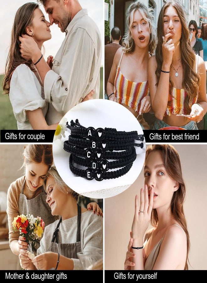 SUMMER LOVE أساور أولية للنساء أفضل صديقة، هدايا عيد الميلاد والتخرج قابلة للتعديل، سوار قلب رابط حرف للرجال للأخت الابنة يوم الأب الأم الأزواج الصديق المجوهرات - Image 3