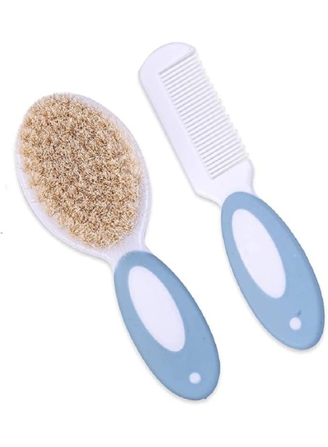 Chicco Baby Goat Hair Brush and Comb Set for Newborn Infant Toddler Hair Care Soft Natural Bristle Baby Grooming Kit Soft Baby Hair Brush and Comb for Cradle Cap Scalp Massage Newborn Hair Grooming and Sensitive Scalp Care - Blue - Image 5