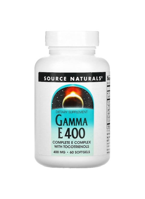 Source Naturals, Gamma E 400, Complete E Complex With Tocotrienols, 400 mg, 60 Softgels