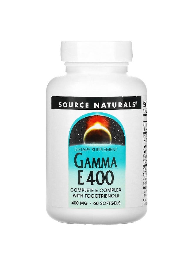 Source Naturals - Source Naturals, Gamma E 400, Complete E Complex With Tocotrienols, 400 mg, 60 Softgels - Image 1