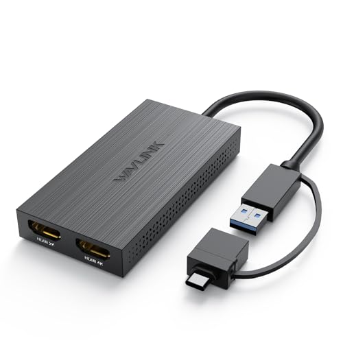 WAVLINK USB 3.0 or USB C to HDMI Adapter, HDMI Splitter for Dual Monitors, Universal Video Graphics for Thunderbolt 3/4, USB 4, Windows, Mac OS - Image 1