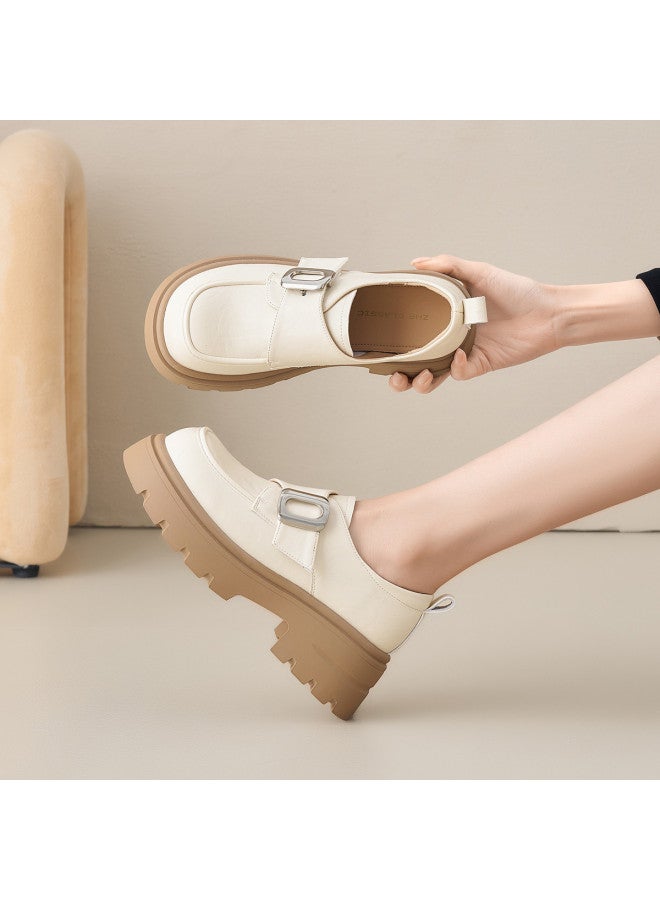 ZHR Retro Commuter Shoes Uniform Shoes Women's Thick-soled Leather Shoes Autumn Winter Loafers Women's Flats - Image 2