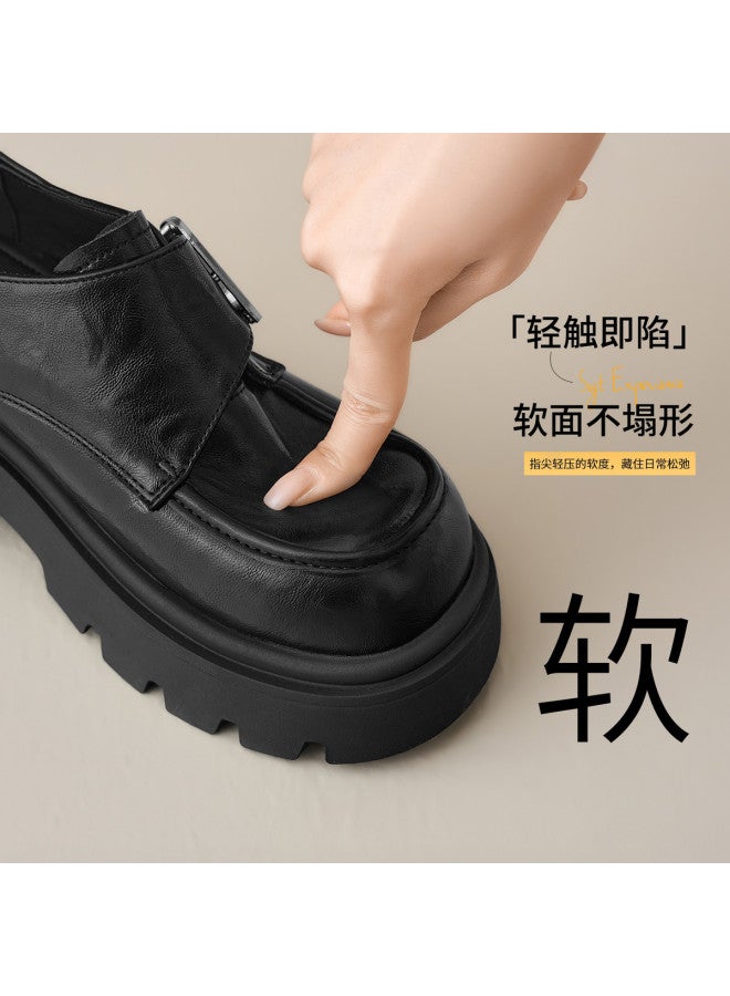 ZHR Retro Commuter Shoes Uniform Shoes Women's Thick-soled Leather Shoes Autumn Winter Loafers Women's Flats - Image 5