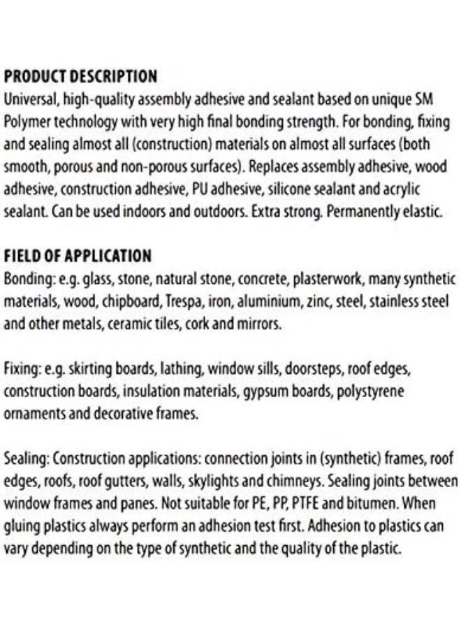 Bison Polymax Universal Assembly Adhesive And Sealant, With Extra High Final Bonding Strength - Image 3