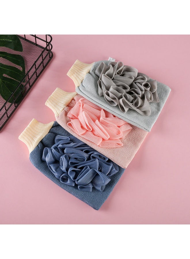 3 pcs Bath Gloves Deep Exfoliating Mitts for Shower,Shower Glove with Flower Bath Ball - Image 2