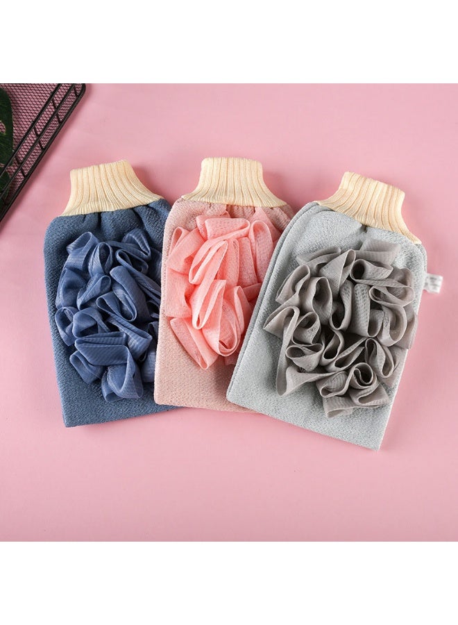 3 pcs Bath Gloves Deep Exfoliating Mitts for Shower,Shower Glove with Flower Bath Ball - Image 1