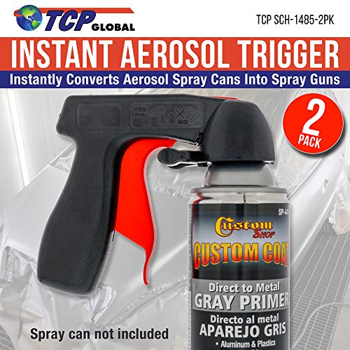 TCP Global Instant Aerosol Trigger Handle (Pack of 2), Instantly Converts Spray Cans into Spray Guns - Full Hand Grip, Reusable, Easy to Clip-On & Off - Universal Fit, Use on Spray Paint, Adhesives, Lubricants - Image 2