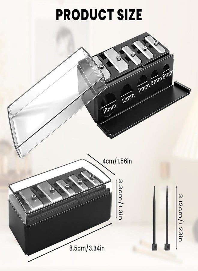 KCMOSGI 2 PCS Eyeliner Pencil Sharpener, 5 Hole Long Point Lip Liner Sharpener with Plastic Lid, Makeup Pencil Sharpener for Eyeliner, Lip Liner & Highlighter - Image 2