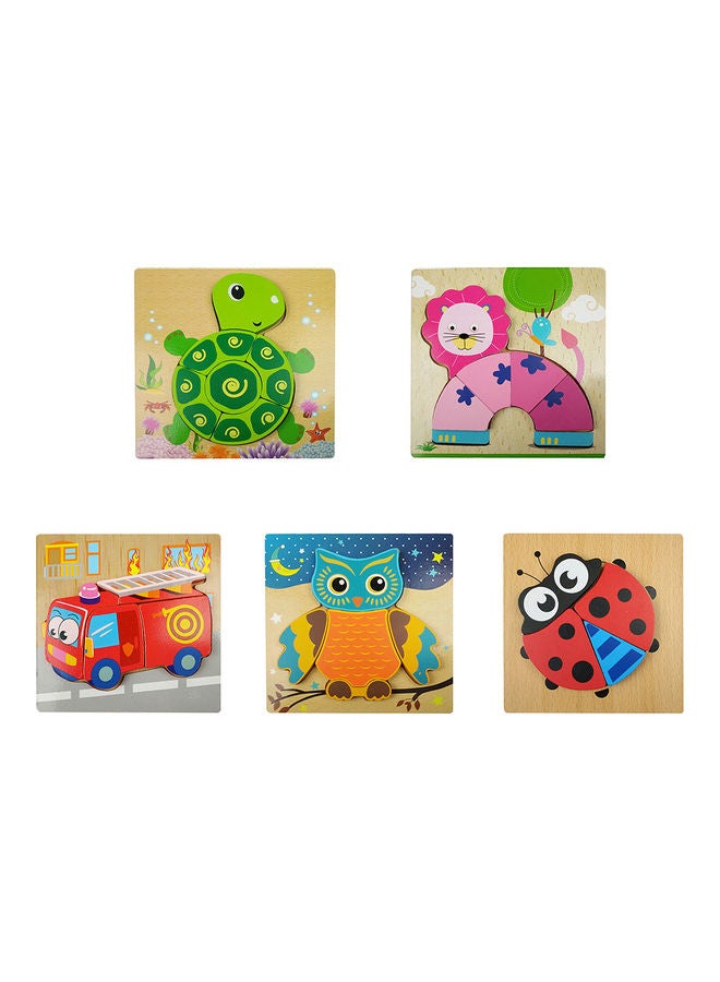 5-Piece 3D Wooden Jigsaw Puzzle Set