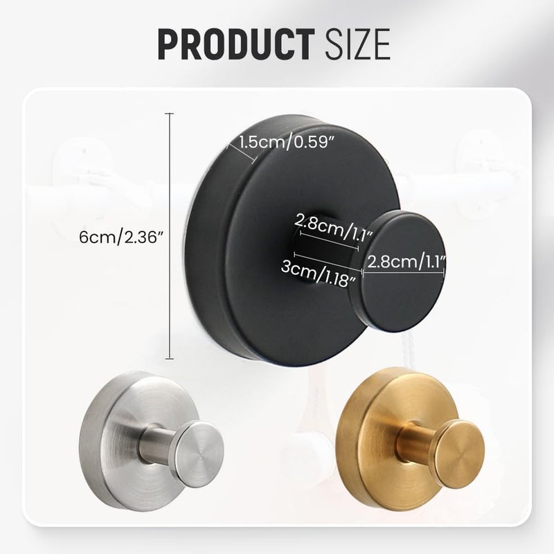 Upgraded Suction Cup Hooks 4Pcs Black Removable for Bathroom Shower Door Wall Towel Robe Wreath - Image 4