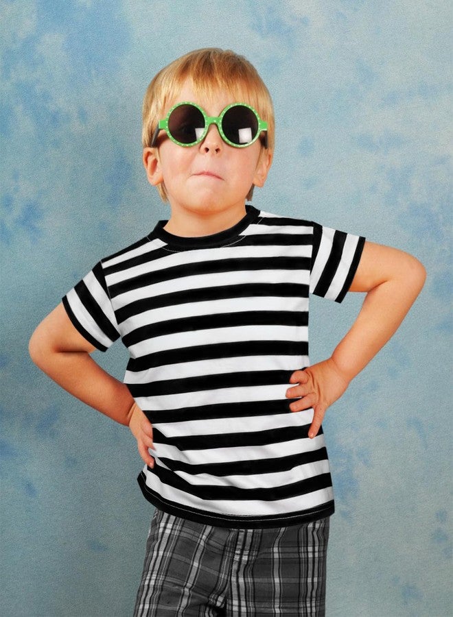 Prebene Boys Striped T Shirt, Pugsley Addams Shirt, Kid's Halloween Costumes, Mime, Bank Robber T-Shirts - Image 2