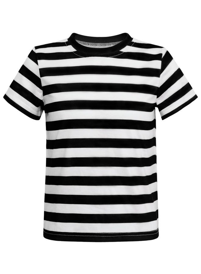 Prebene Boys Striped T Shirt, Pugsley Addams Shirt, Kid's Halloween Costumes, Mime, Bank Robber T-Shirts - Image 1