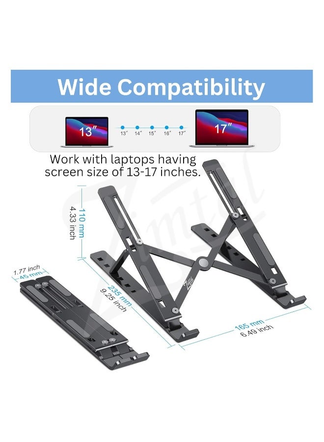 Laptop Stand for Desk by Zimtal Adjustable Ergonomic Portable Aluminum Holder for Laptop 6 Angles Anti-Slip Riser Compatible with 9-15.6 inch Laptops (Black) - Image 2