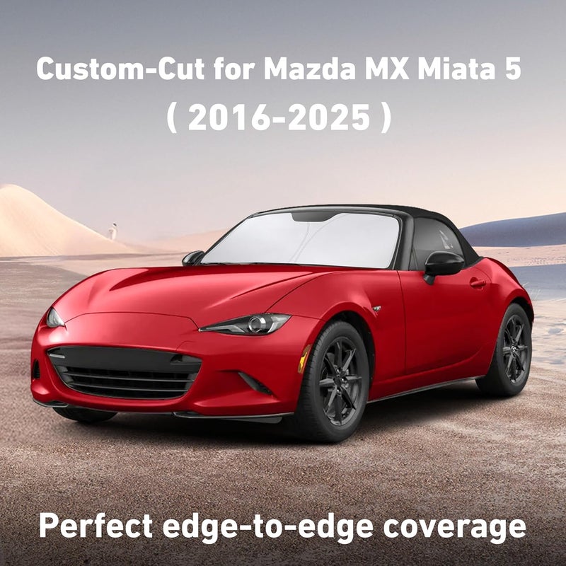 EcoNour Windshield Sunshade for Mazda MX5 Miata 2016-2023 2024 2025, Sun Visor for Front Windshield & Window Sun Shade Cover, UV Heat Blocker & Protector, Car Accessories - Image 2