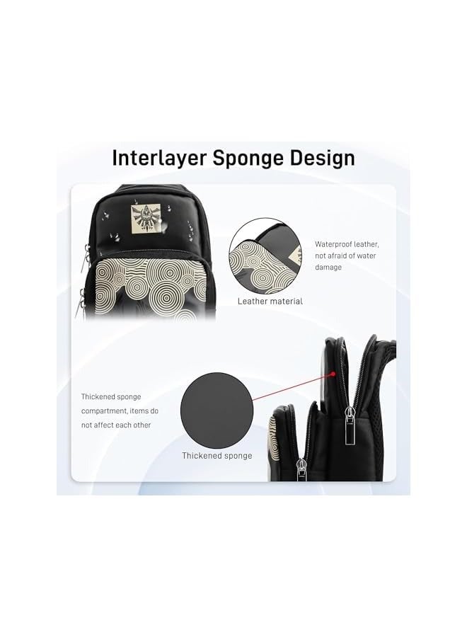 PROMASS Portable Travel Carrying Case Compatible with Nintendo Switch/OLED/Lite, Large Capacity Black Shoulder Bag with 12 Slots Game Case, Thumb Grip Caps for Tears of Kingdom - Image 5