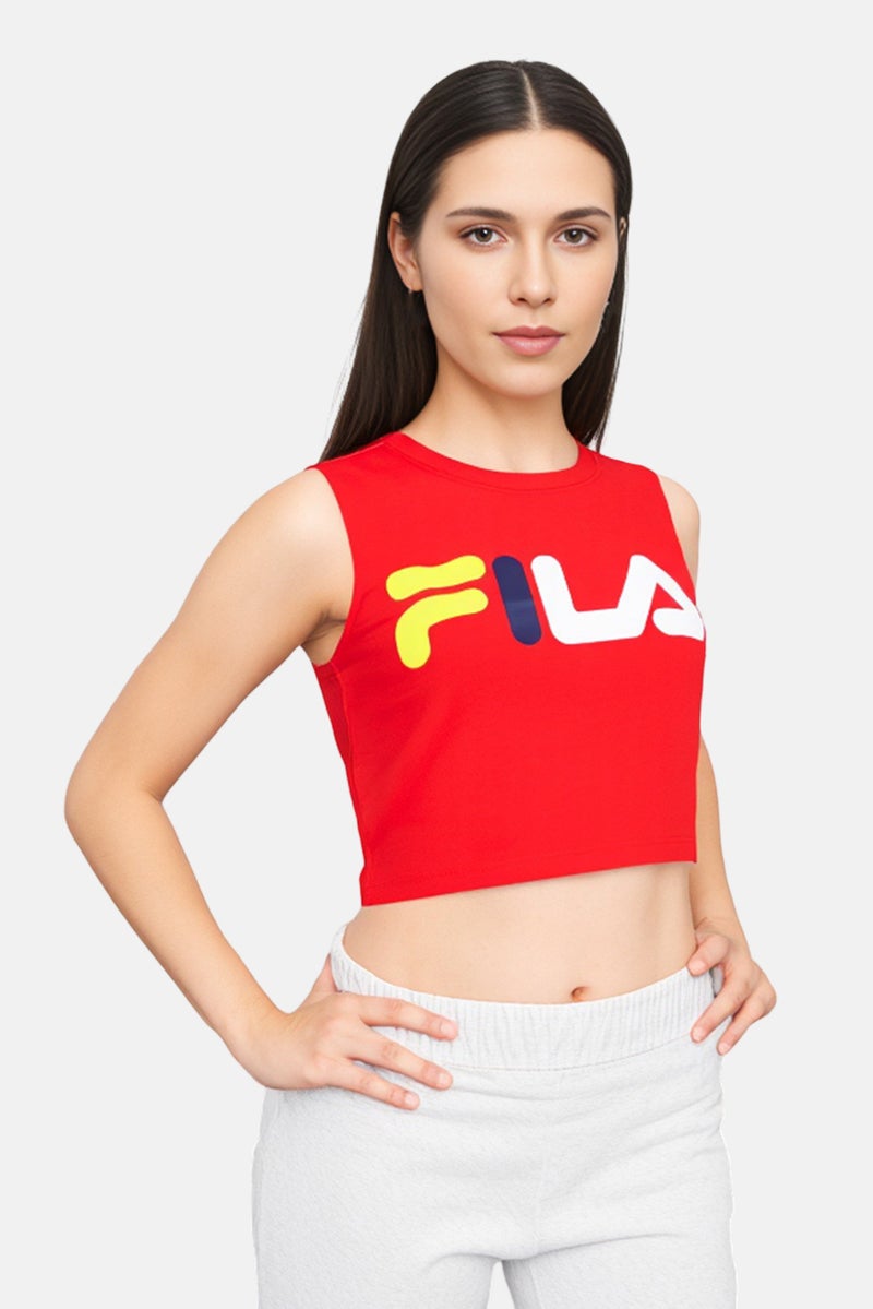 FILA Women Plus Size Brand Logo Sleeveless Outdoor Tank Top, Red - Image 1