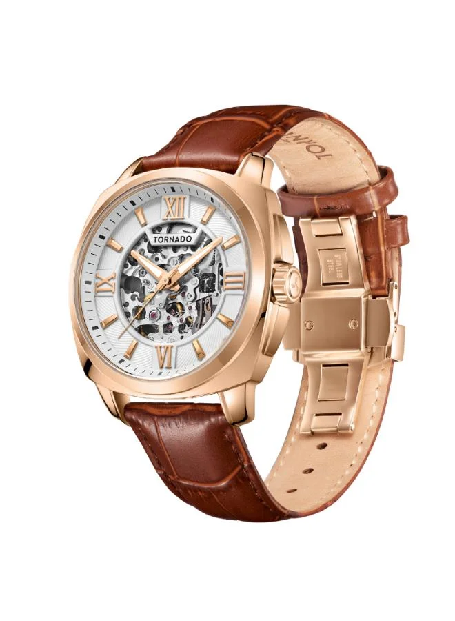 تورنيدو Men's Stainless Steel Automatic Watch T7316-RLDW - 42 mm