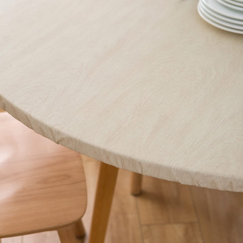 LIBERECOO Round Vinyl Fitted Tablecloth with Flannel Backing Elastic Edge Table Cover Waterproof Stain-Resistant Wipeable Tablcloths Fits 40-44" Round Tables - Image 5