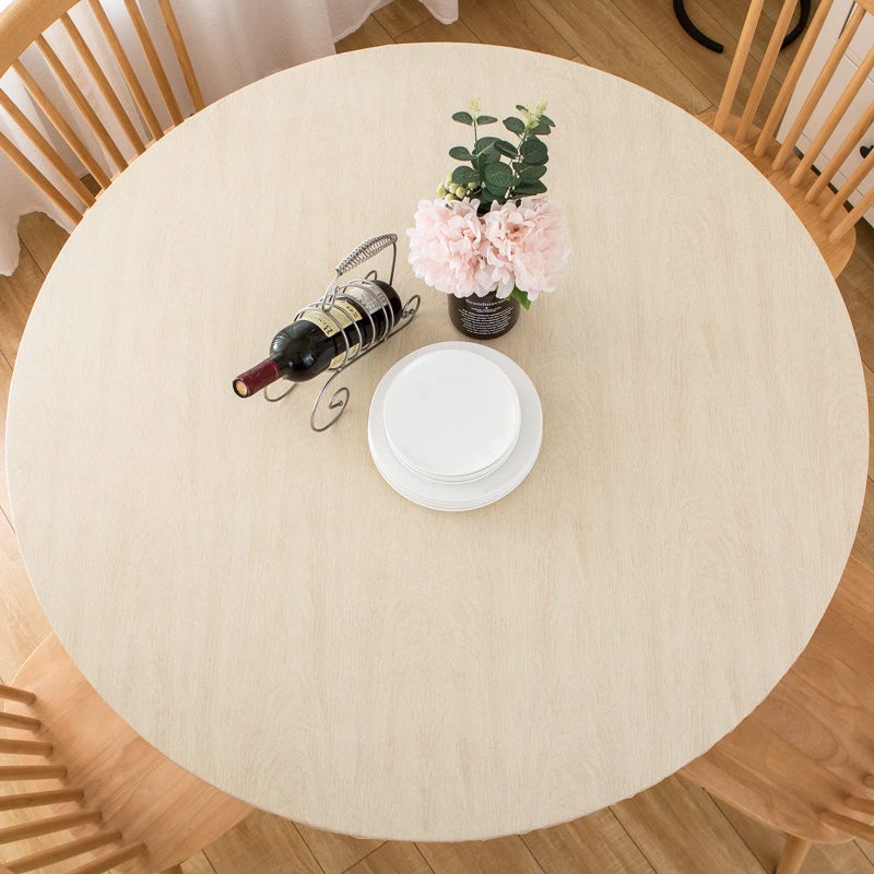 LIBERECOO Round Vinyl Fitted Tablecloth with Flannel Backing Elastic Edge Table Cover Waterproof Stain-Resistant Wipeable Tablcloths Fits 40-44" Round Tables - Image 1