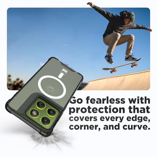 RIGGEAR Shockproof Clear Hybrid Airbag Armor Magnetic Back Cover Case Compatible with MagSafe Accessories for Motorola Moto Edge 70 5G (Clear-Black TPU Bumper + Transparent PC)(White) - Image 5