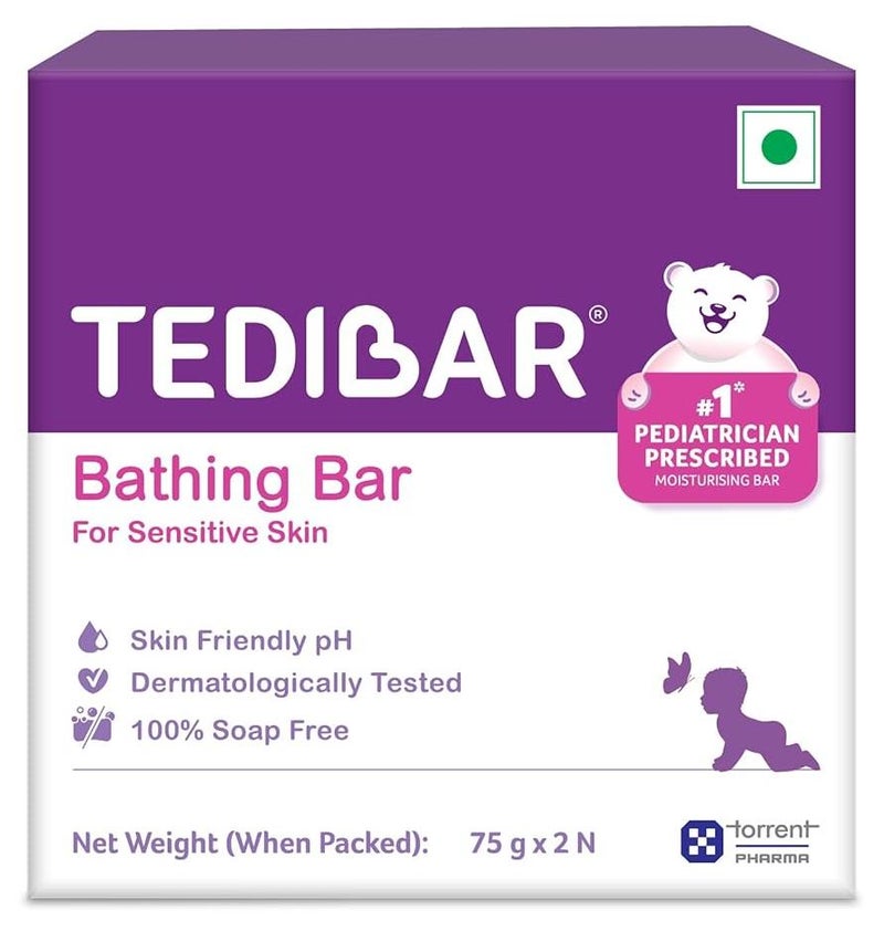 TEDIBAR صابون استحمام للأطفال | لبشرة الأطفال الحساسة | تنظيف لطيف، صديق للبشرة، pH 5.5، 75جم، عبوة من 2 - Image 1