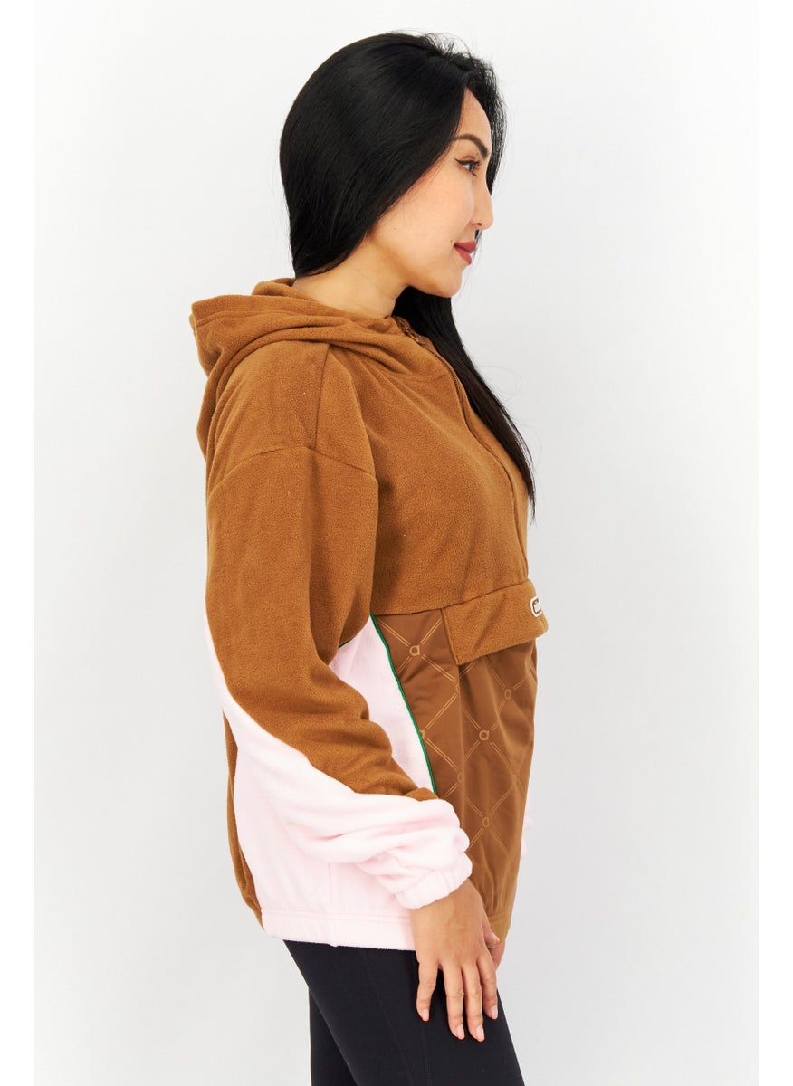 adidas Originals - Women Sportswear Fit Training Puffer Sweater, Beige/Pink - Image 1