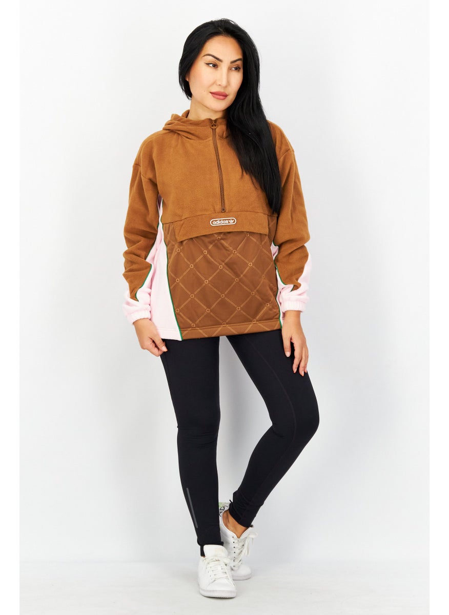 adidas Originals - Women Sportswear Fit Training Puffer Sweater, Beige/Pink - Image 1