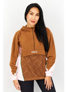 Women Sportswear Fit Training Puffer Sweater, Beige/Pink