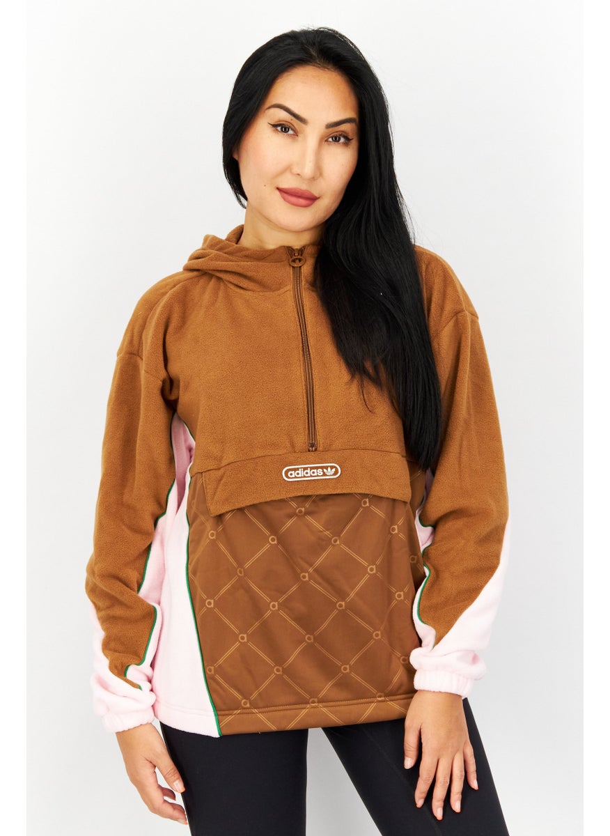 adidas Originals - Women Sportswear Fit Training Puffer Sweater, Beige/Pink - Image 1
