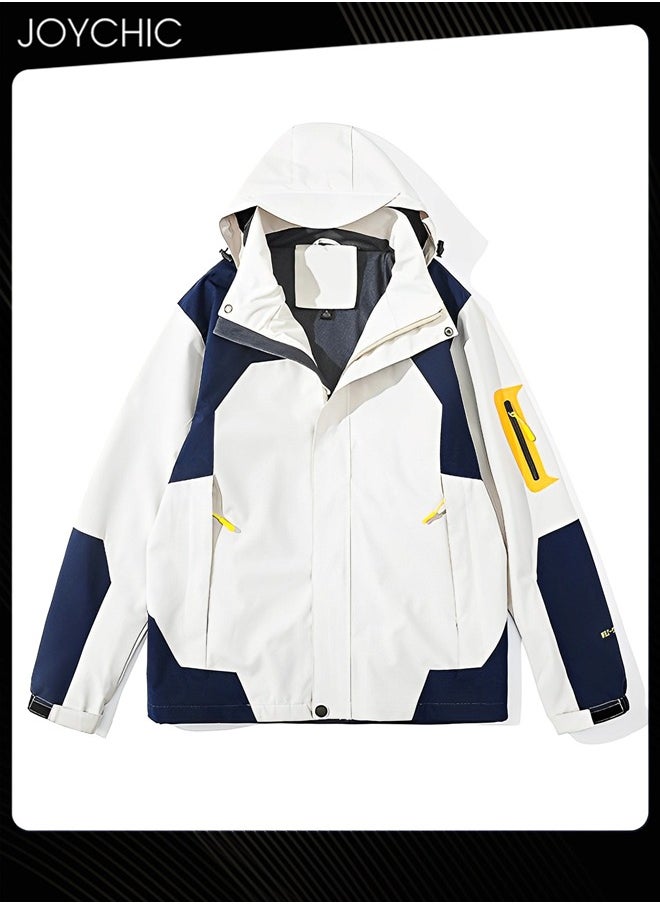 Joychic New Style Spring and Autumn Men Casual Jacket Outdoor Windproof Warm Mountaineering Outwear Large Size Sports Coat for Men White  - Image 2