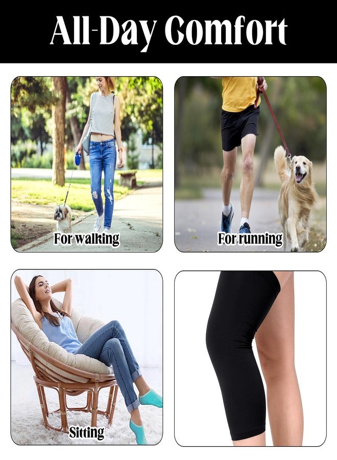 ElevateTech Knee Brace Undersleeve, long knee compression sleeve Knee Support for Women and Men cooling Protective Liner Shields Suitable sports running basketball gym (Black) - Image 4