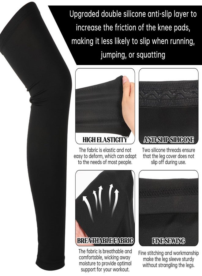 ElevateTech Knee Brace Undersleeve, long knee compression sleeve Knee Support for Women and Men cooling Protective Liner Shields Suitable sports running basketball gym (Black) - Image 3